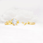 Nature-Inspired Oval Cut Lab Diamond Engagement Ring Set with Leaf Accents - White-Gold