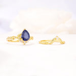 Vintage Filigree Pear Cut Tanzanite Engagement Ring Set - Additional view
