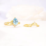 Vintage Filigree Pear Cut Aquamarine Engagement Ring Set - Additional view