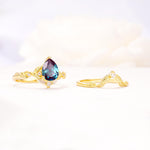 Vintage Filigree Pear Cut Alexandrite Engagement Ring Set - Additional view