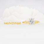 Nature-Inspired Oval Cut Moissanite Engagement Ring Set with Twig Accents - Additional view