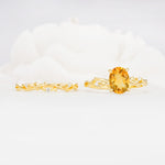 Nature-Inspired Oval Cut Citrine Engagement Ring Set with Twig Accents - Additional view