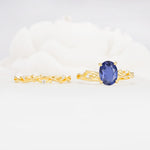 Nature-Inspired Oval Cut Tanzanite Engagement Ring Set with Twig Accents - Additional view