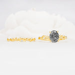 Nature-Inspired Oval Cut Black Rutilated Quartz Engagement Ring Set with Twig Accents - Additional view