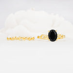 Nature-Inspired Oval Cut Black Onyx Engagement Ring Set with Twig Accents - Additional view