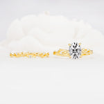 Nature-Inspired Oval Cut Lab Diamond Engagement Ring Set with Twig Accents - Additional view
