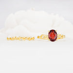 Nature-Inspired Oval Cut Garnet Engagement Ring Set with Twig Accents - Additional view