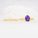 Nature-Inspired Oval Cut Amethyst Engagement Ring Set with Twig Accents - Additional view