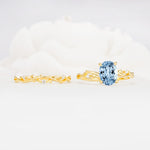 Nature-Inspired Oval Cut Aquamarine Engagement Ring Set with Twig Accents - Additional view