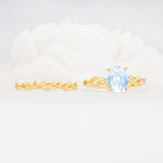 Nature-Inspired Oval Cut Moonstone Engagement Ring Set with Twig Accents - Additional view