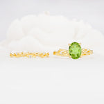 Nature-Inspired Oval Cut Peridot Engagement Ring Set with Twig Accents - Additional view