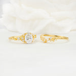 Vintage Pear Cut Moissanite Bridal Ring Set - White-Gold