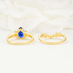 Vintage Pear Cut Sapphire Bridal Ring Set - Additional view