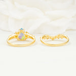 Vintage Pear Cut Fire Opal Bridal Ring Set - Additional view