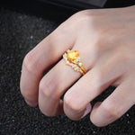 Vintage Pear Cut Citrine Bridal Ring Set - Additional view