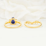 Vintage Pear Cut Tanzanite Bridal Ring Set - Additional view