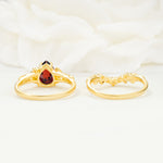 Vintage Pear Cut Garnet Bridal Ring Set - Additional view
