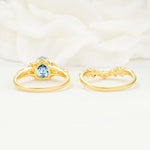 Vintage Pear Cut Aquamarine Bridal Ring Set - Additional view