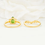 Vintage Pear Cut Peridot Bridal Ring Set - Additional view