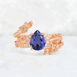 Pear Cut Tanzanite Floral Vine Bridal Ring Set - Additional view