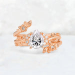 Pear Cut Lab Diamond Floral Vine Bridal Ring Set - Additional view