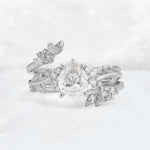 Pear Cut Moissanite Floral Vine Bridal Ring Set - Additional view