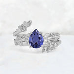 Pear Cut Tanzanite Floral Vine Bridal Ring Set - Additional view