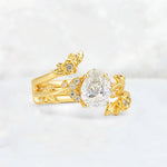 Pear Cut Moissanite Floral Vine Bridal Ring Set - Additional view