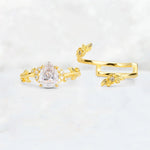 Pear Cut Moissanite Floral Vine Bridal Ring Set - Additional view