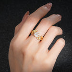 Pear Cut Moissanite Floral Vine Bridal Ring Set - Additional view