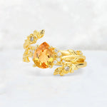 Pear Cut Citrine Floral Vine Bridal Ring Set - Additional view