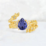 Pear Cut Tanzanite Floral Vine Bridal Ring Set - Additional view