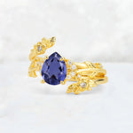 Pear Cut Tanzanite Floral Vine Bridal Ring Set - Additional view