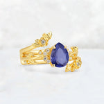 Pear Cut Tanzanite Floral Vine Bridal Ring Set - Additional view