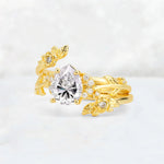 Pear Cut Lab Diamond Floral Vine Bridal Ring Set - Additional view