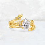 Pear Cut Lab Diamond Floral Vine Bridal Ring Set - Additional view