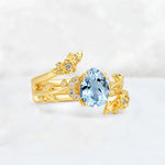 Pear Cut Aquamarine Floral Vine Bridal Ring Set - Additional view