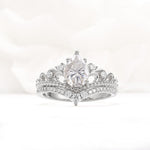 Vintage Pear Cut Moissanite Crown Engagement Ring Set - Additional view