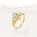 Vintage Pear Cut Moissanite Crown Engagement Ring Set - Additional view