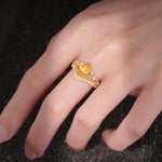 Vintage Pear Cut Citrine Crown Engagement Ring Set - Additional view