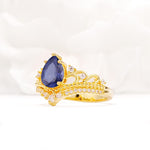 Vintage Pear Cut Tanzanite Crown Engagement Ring Set - Additional view