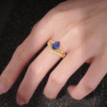 Vintage Pear Cut Tanzanite Crown Engagement Ring Set - Additional view