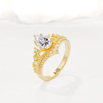 Vintage Pear Cut Lab Diamond Crown Engagement Ring Set - Additional view