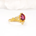 Vintage Pear Cut Ruby Crown Engagement Ring Set - Additional view
