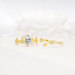 Nature-Inspired Coffin Cut Lab Diamond Engagement Ring Set with Leaf Accents - Additional view
