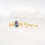 Nature-Inspired Coffin Cut Alexandrite Engagement Ring Set with Leaf Accents - Additional view