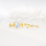 Nature-Inspired Coffin Cut Moonstone Engagement Ring Set with Leaf Accents - Additional view