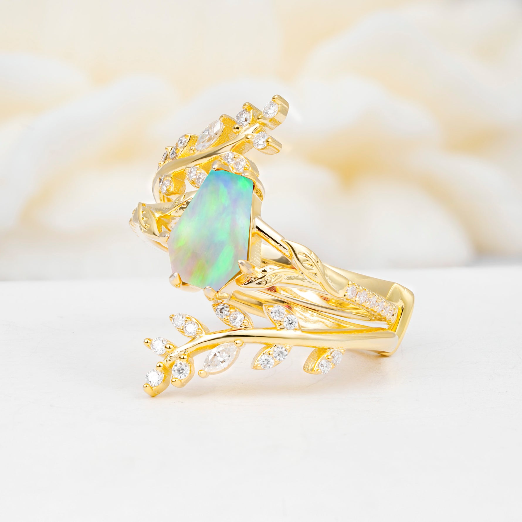 SR17144 Fire Opal Ring - White-Gold