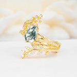 SR17144 Moss Agate Ring - White-Gold