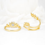 Vintage Leaf & Vine Hexagon Cut Nature Inspired Moissanite Bridal Ring Set for Her - Additional view